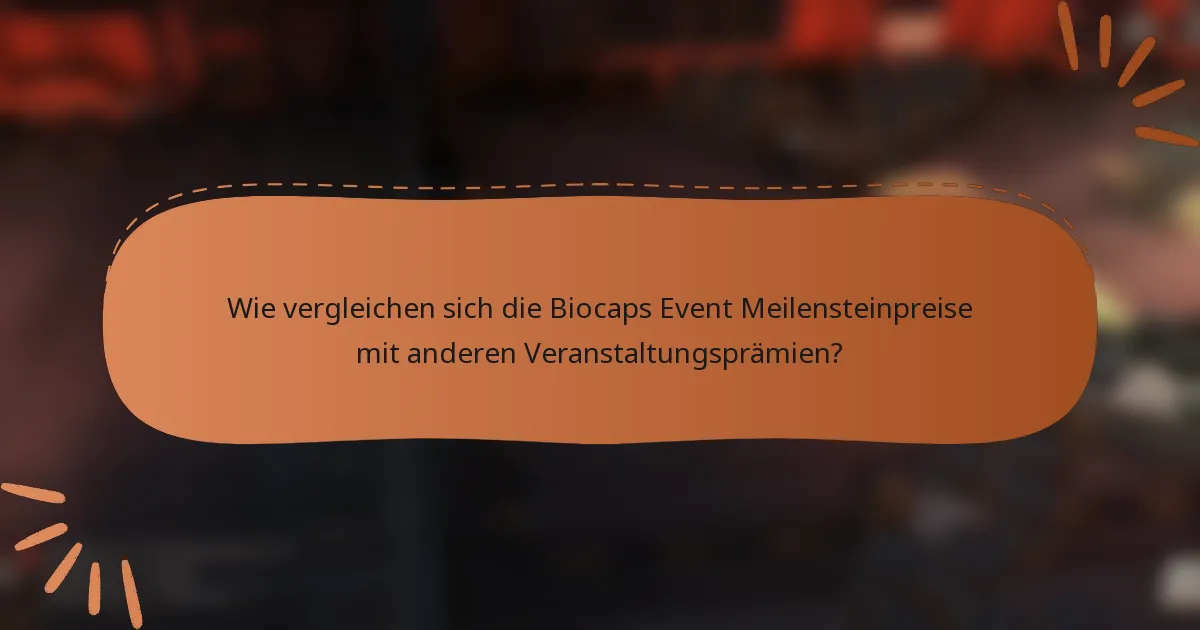 Wie vergleichen sich die Biocaps Event Meilensteinpreise mit anderen Veranstaltungsprämien?